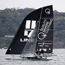 Load image into Gallery viewer, Recycled 18ft Sailcolth Sailbag from Quality Marine Clothing 18ft Racing Skiff #3 TP Bag Style